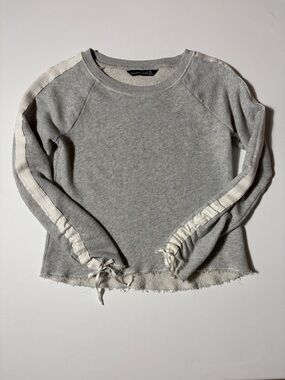 Abercrombie & Fitch Cropped Sweatshirt Lace Up Sleeve Gray XS